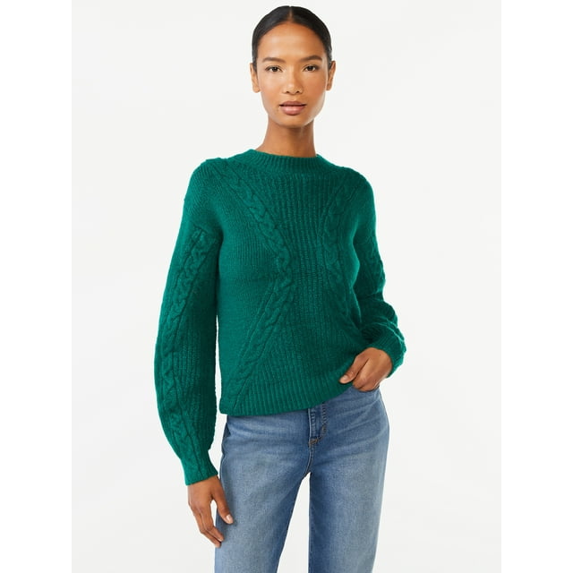 Scoop Women's Textured Cable Knit Sweater