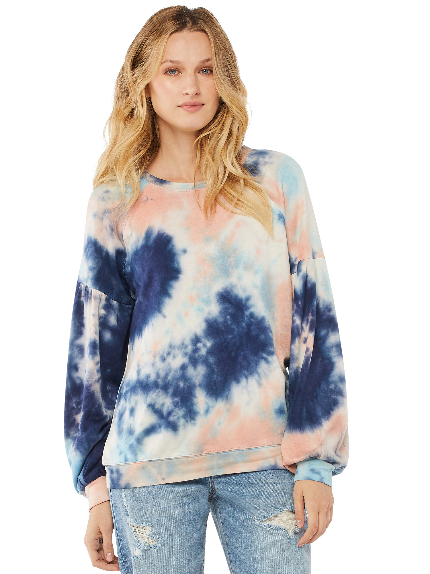 Scoop Women's Tie Dye Balloon Sleeve Tunic - Walmart.com