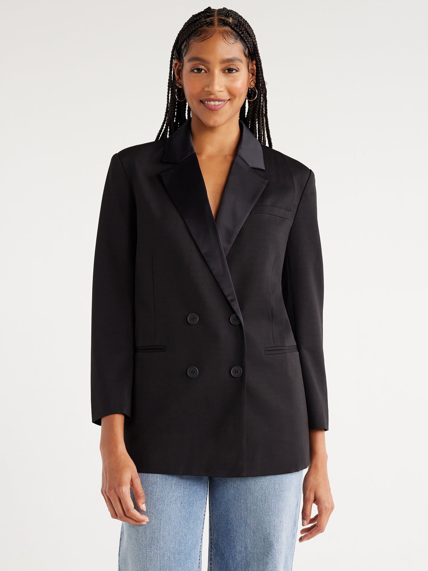 Scoop Women’s Tuxedo Blazer, Midi Length, Sizes XS-XXL - Walmart.com