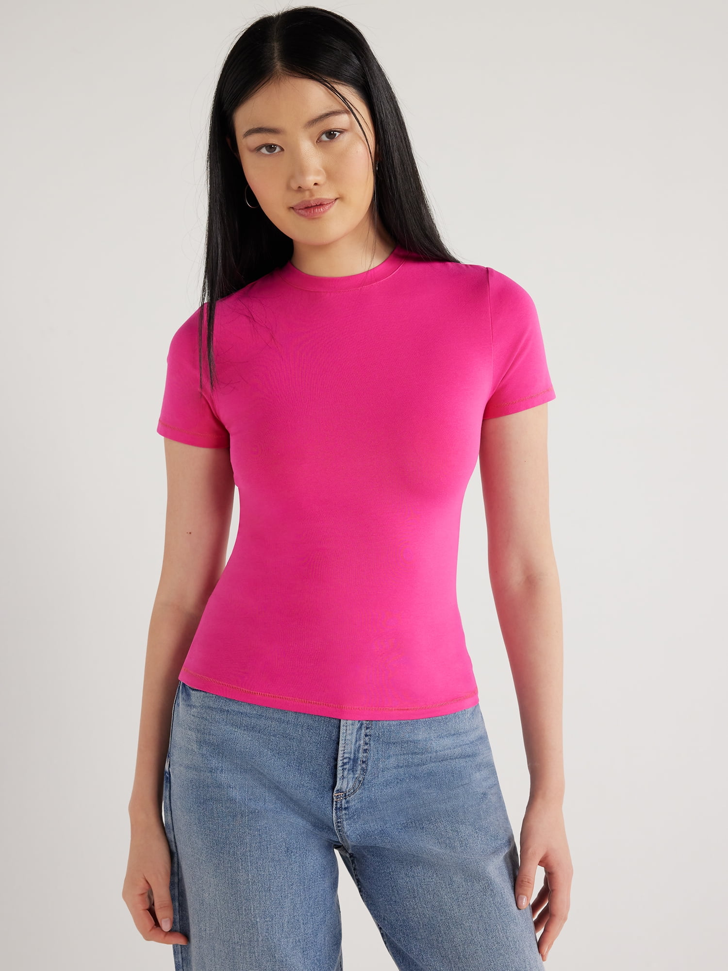 Scoop Women's Ultimate Refined JerseyKnit Fitted Baby Tee, Sizes XS-XXL