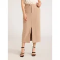 thumbnail image 1 of Scoop Women’s Ultimate Crepe Front Slit Midi Skirt, Sizes 0-20, 1 of 6