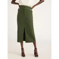 thumbnail image 1 of Scoop Women’s Ultimate Crepe Front Slit Midi Skirt, Sizes 0-20, 1 of 6