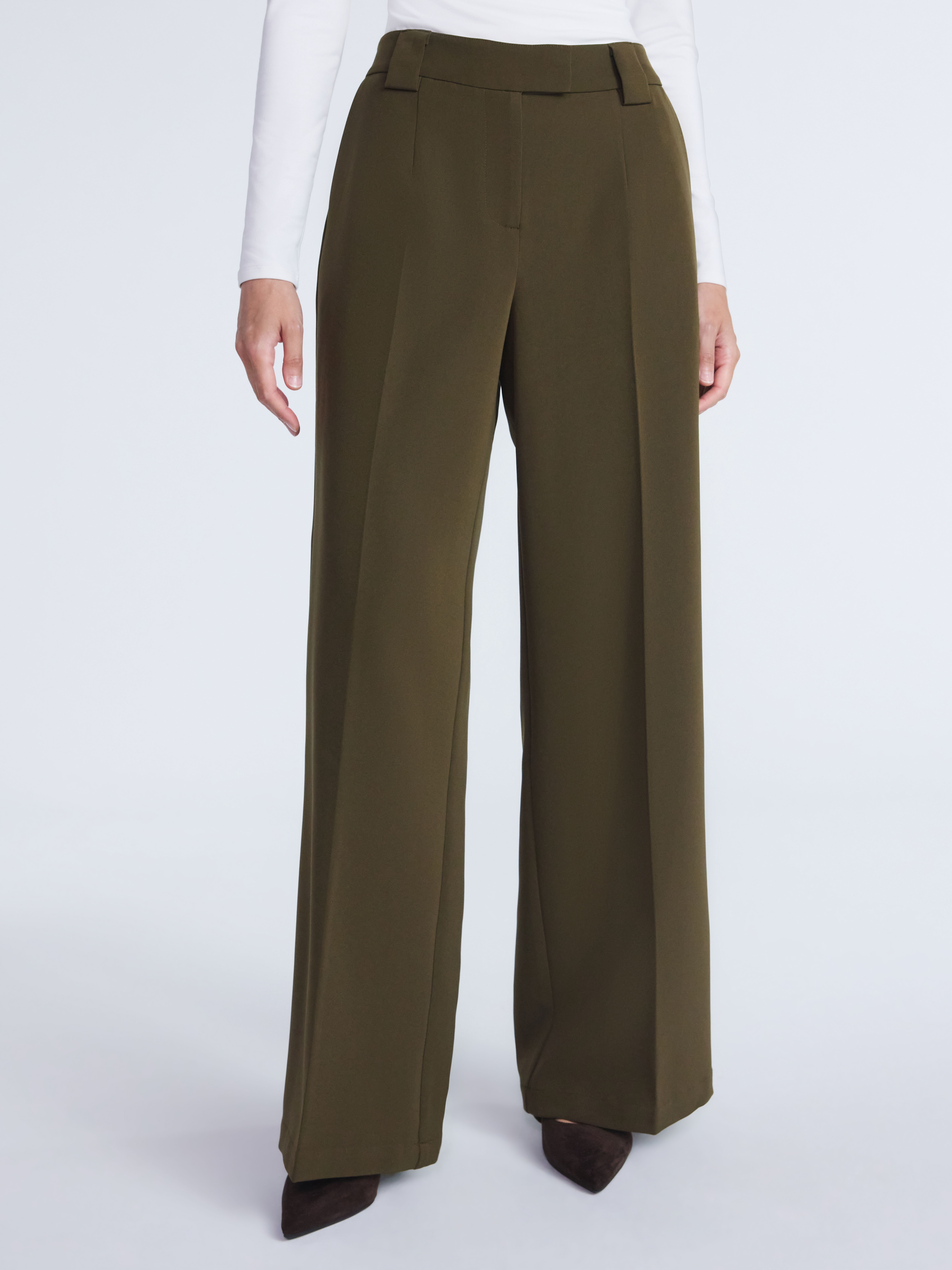 Scoop Women’s and Women's Plus Crepe Wide Leg Trousers, 32", 32.5", and 34" Inseams, Sizes 0-28