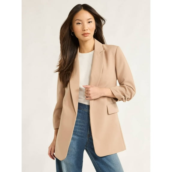 Scoop Women's Ultimate Crepe Scrunch Sleeve Blazer, Sizes XS-XXL