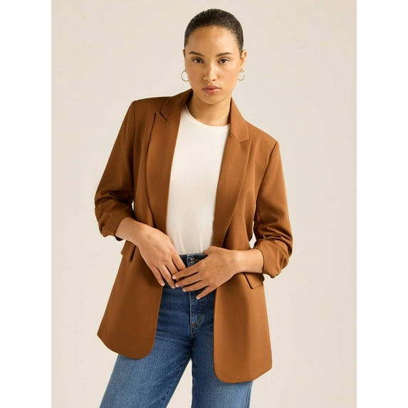 Scoop Women's Ultimate Crepe Scrunch Sleeve Blazer, Sizes XS-XXL