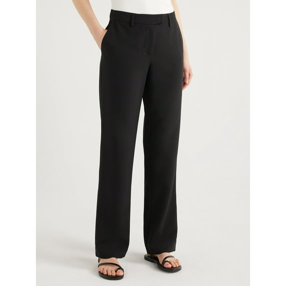 Scoop Women's Ultimate Crepe Stovepipe Suit Pants with Straight Leg, Sizes 0-18, 32’’ Inseam