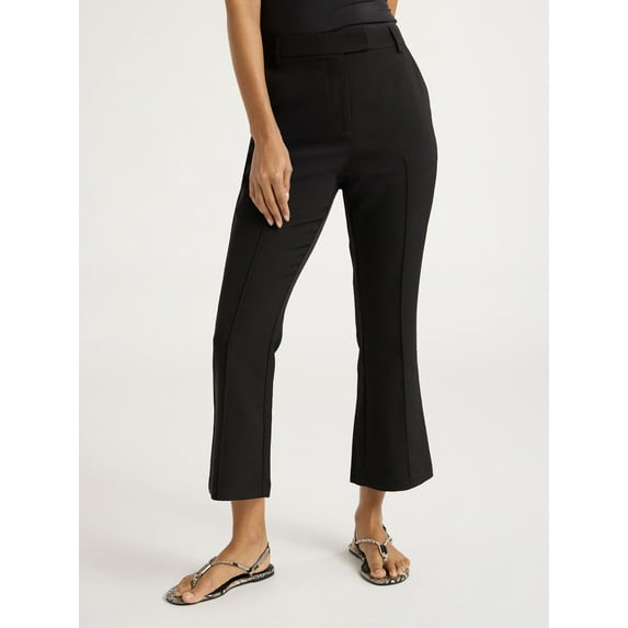 Scoop Women's Ultimate Cropped High Waisted Flare Trouser Suit Pants, 26’’ Inseam, Sizes 0-18