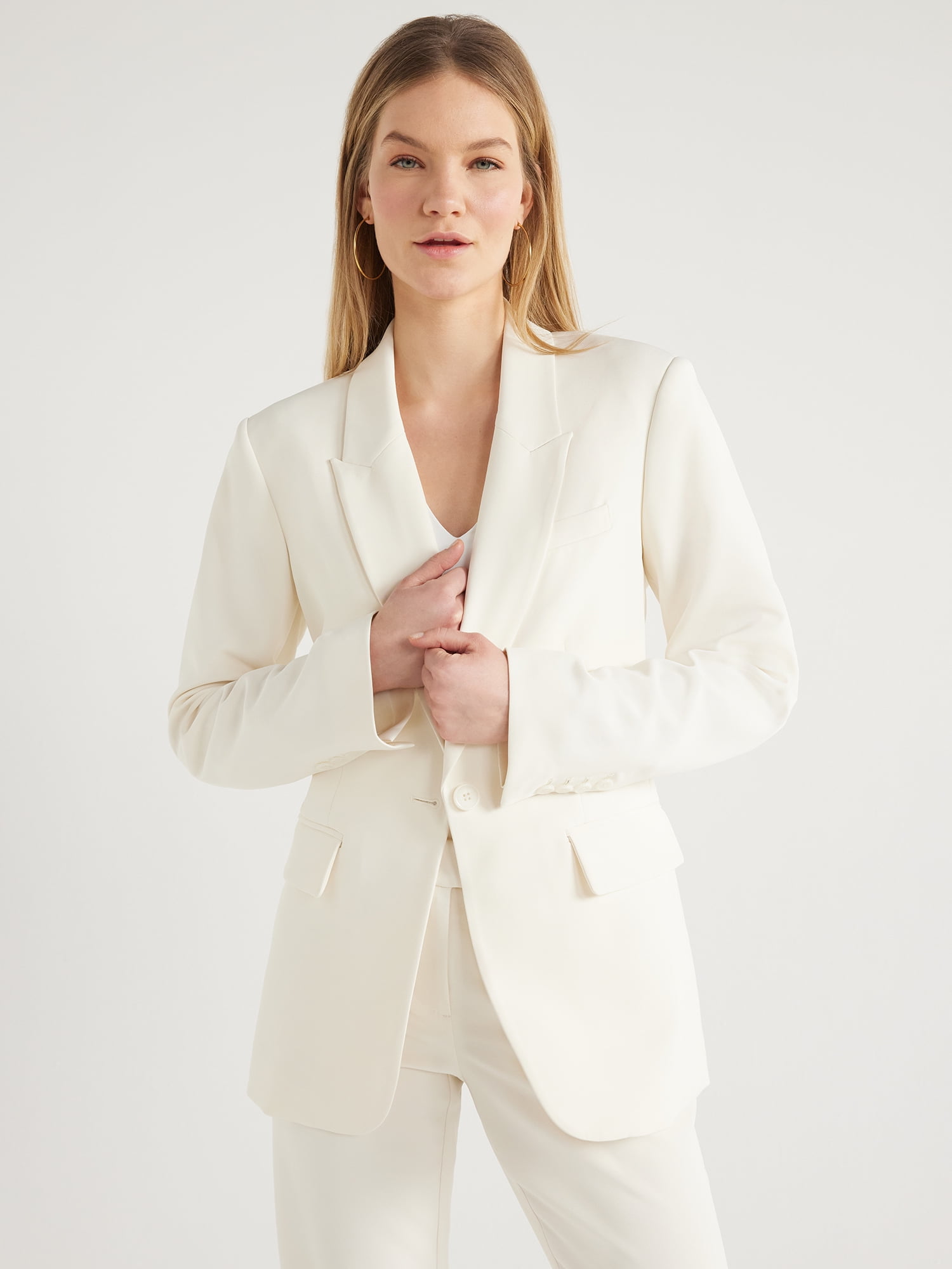 Scoop Women s Women s Plus Ultimate Crepe One Button Suit Blazer Sizes XS 4X Walmart