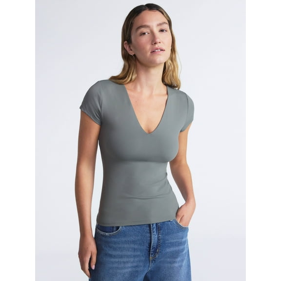 Scoop Women's and Women’s Plus Ultimate Refined Contour V Neck Tee, Sizes XS-4X