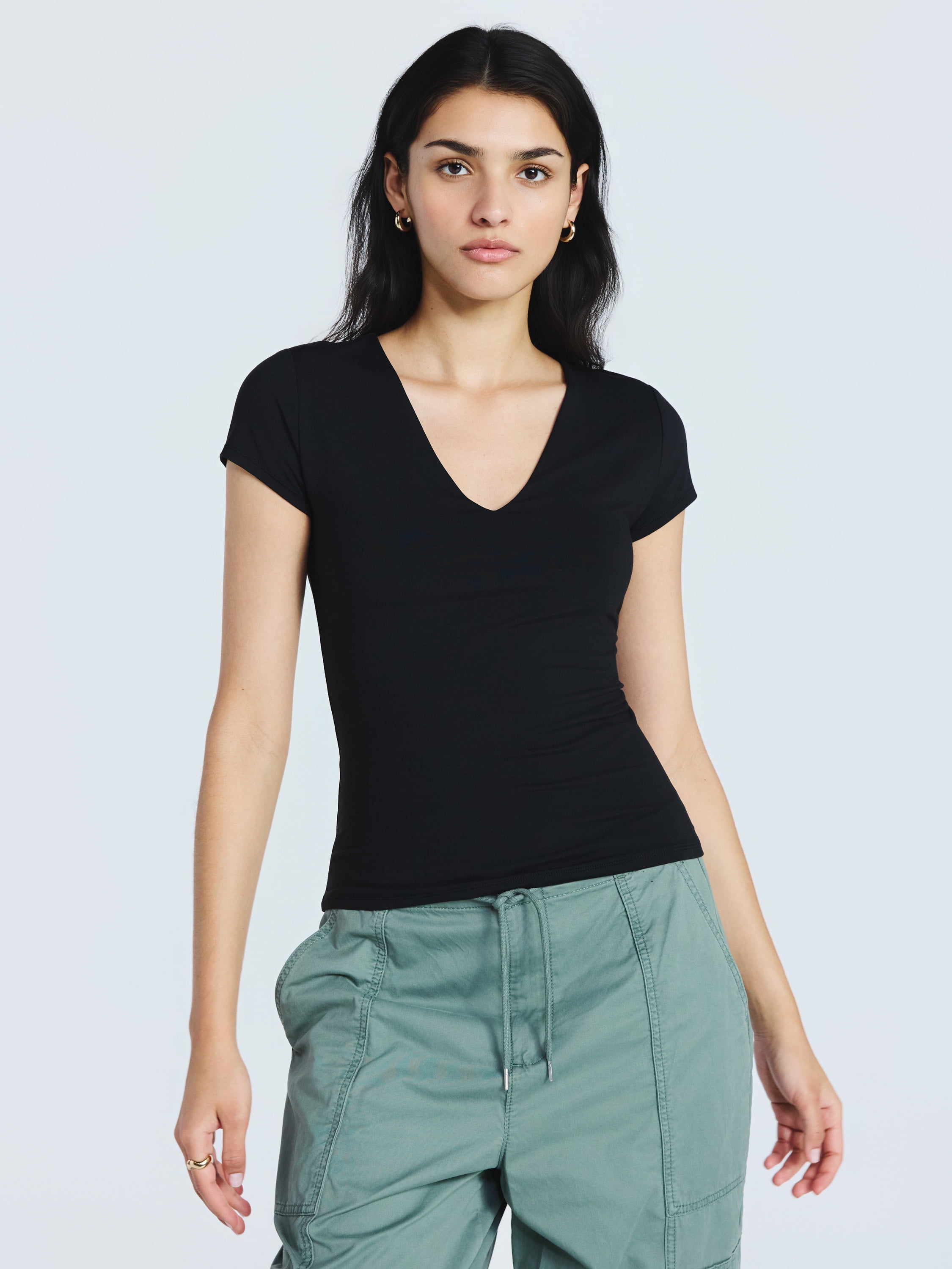 Scoop Women's and Women's Plus Ultimate Refined Contour V Neck Tee, Sizes XS-4X