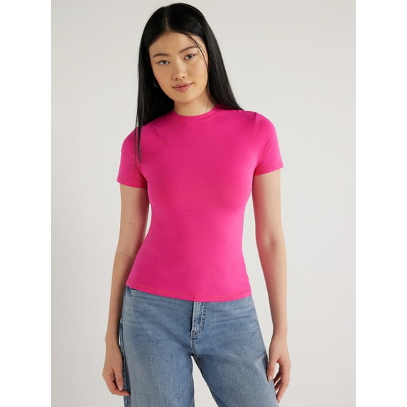 Scoop Women's Ultimate Refined Jersey Knit Fitted Baby Tee, Sizes XS-XXL