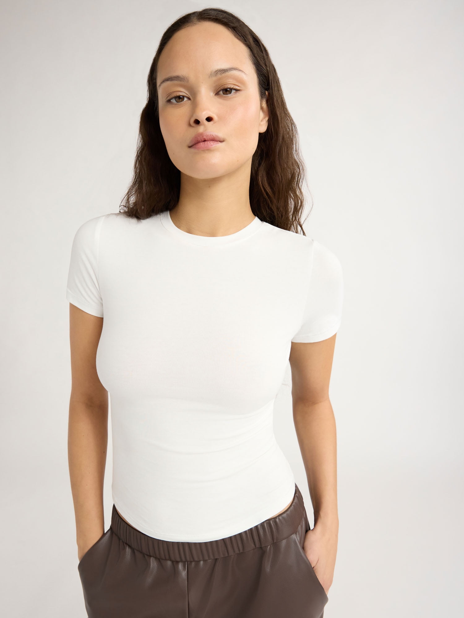 Scoop Women's Ultimate Refined Jersey Knit Fitted Baby Tee, Sizes XS-XXL