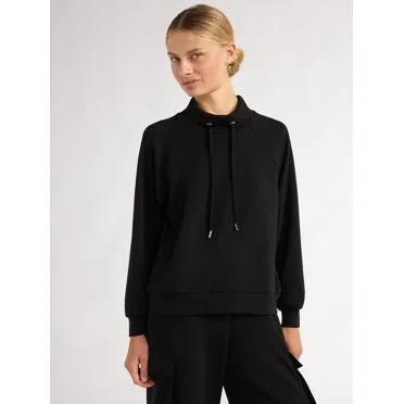 Scoop Women's and Women’s Plus Ultimate ScubaKnit Funnel Neck Sweatshirt, Sizes XS-4X