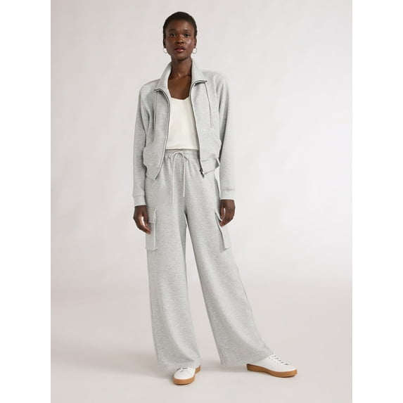 Scoop Women’s and Women’s Plus Ultimate Scubaknit Wide Leg Cargo Sweatpants, Sizes XS-4X