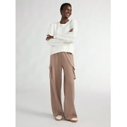 Scoop Women’s and Women’s Plus Scubaknit Wide Leg Cargo Sweatpants, Sizes XS-4X