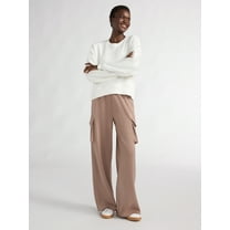 Scoop Women’s and Women’s Plus Ultimate ScubaKnit Wide Leg Cargo Sweatpants, Sizes XS-4X