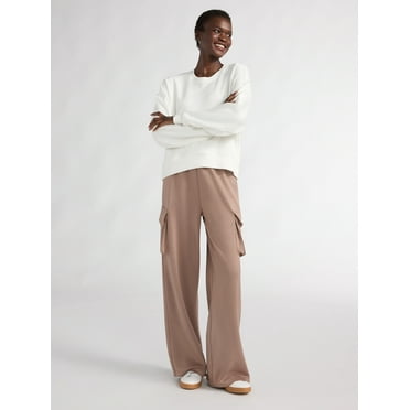 Scoop Women’s and Women’s Plus Ultimate ScubaKnit Wide Leg Cargo Sweatpants, Sizes XS-4X