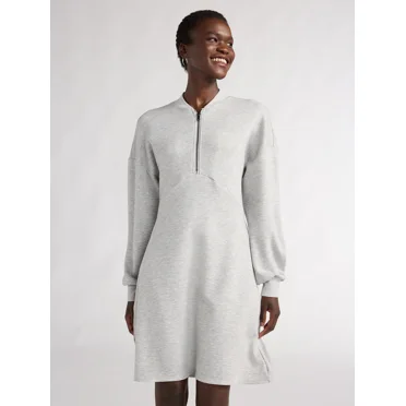 Scoop Women’s Scubaknit Zip Front Mini Dress, Sizes XS-XXL