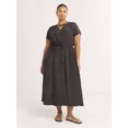 thumbnail image 1 of Scoop Women’s V-Neck Crinkle Midi Dress, Sizes XS-4X, 1 of 4