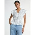 thumbnail image 1 of Scoop Women's V Neck Satin Top with Flutter Sleeves, Sizes XS-4X, 1 of 5