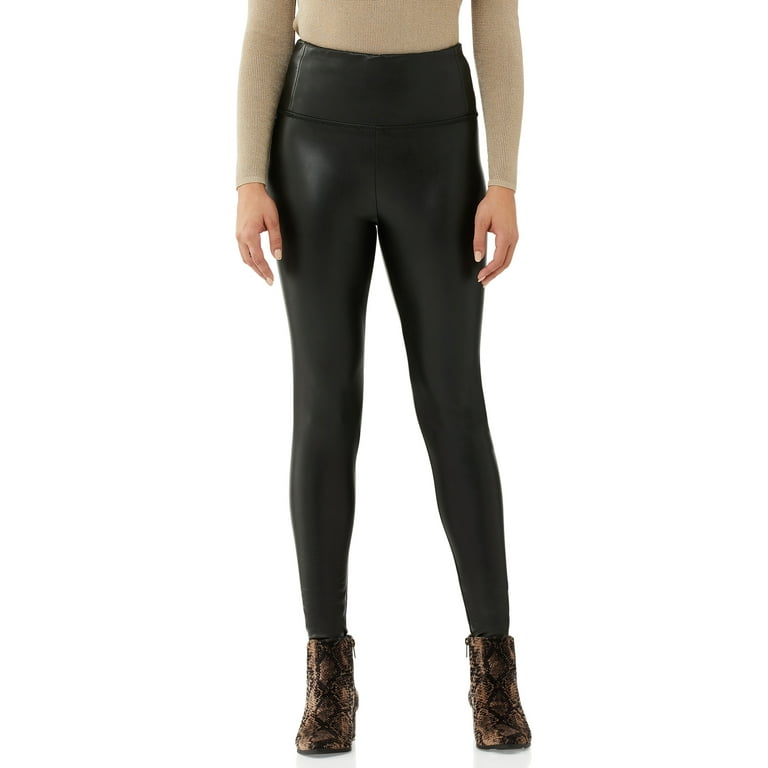 Scoop Women's Vegan Leather Leggings with 4-Way Stretch 