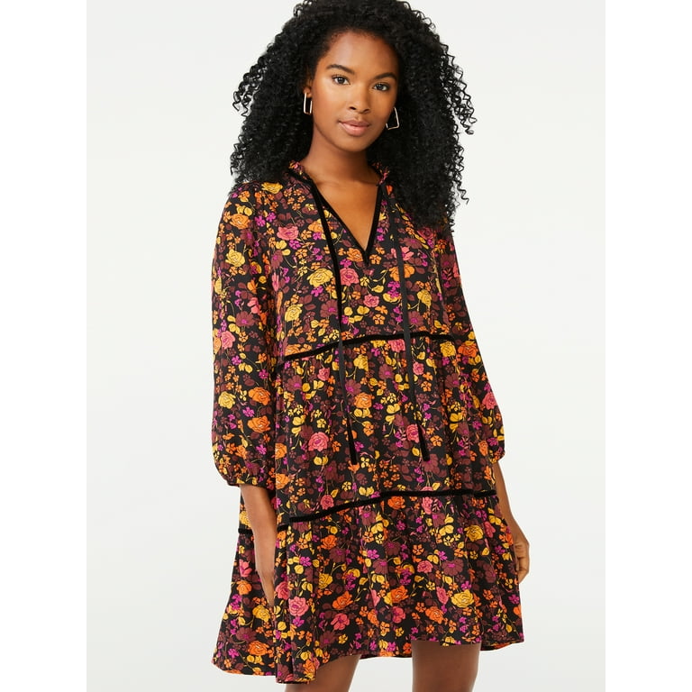 Velvet trim dress cheap