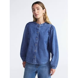 Scoop Women's Crinkle Gauze Shirt with Blouson Sleeves