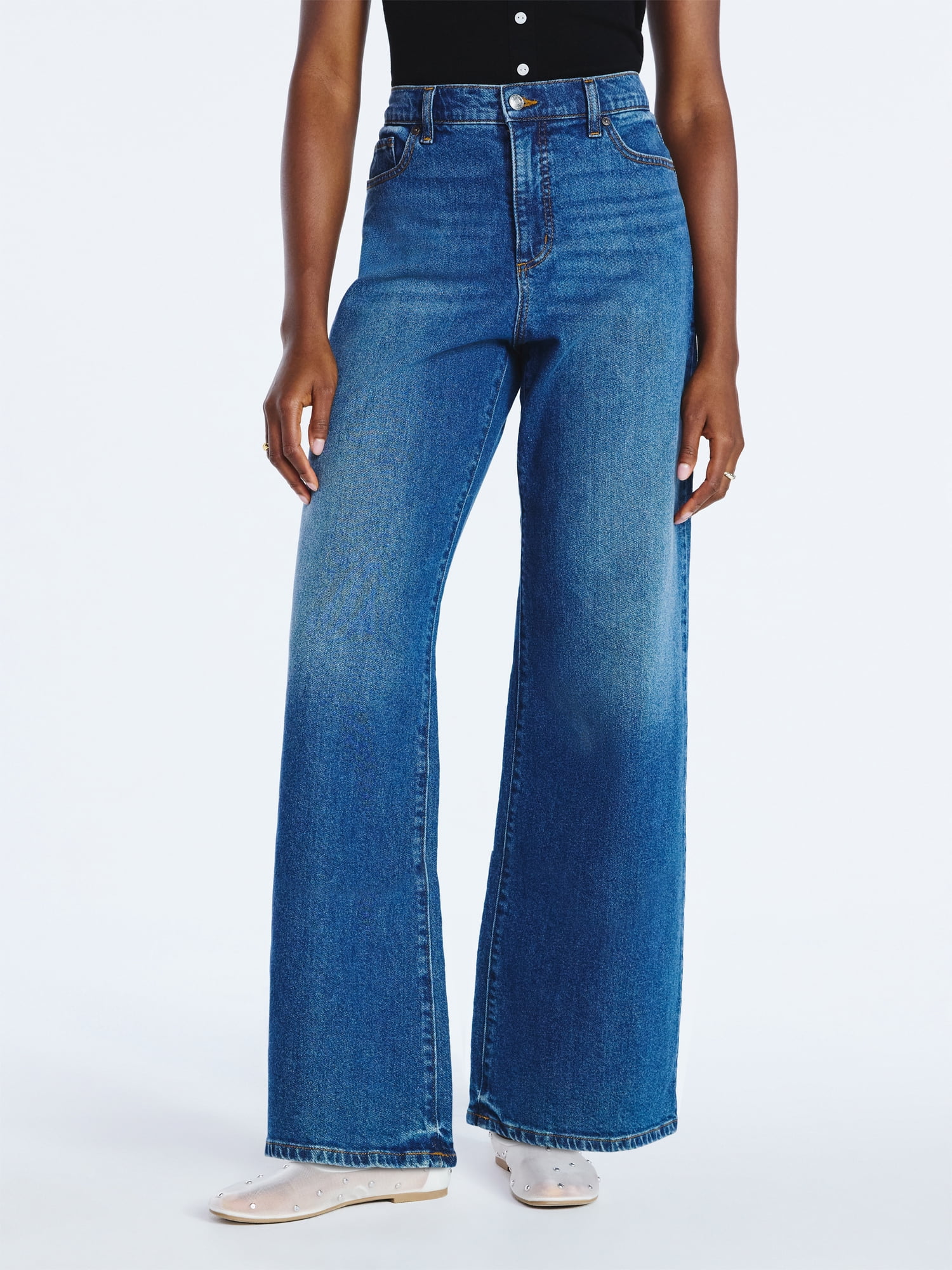 Scoop Women's Wide Leg Low Slung Jeans, 29" Inseam, Sizes 0-20