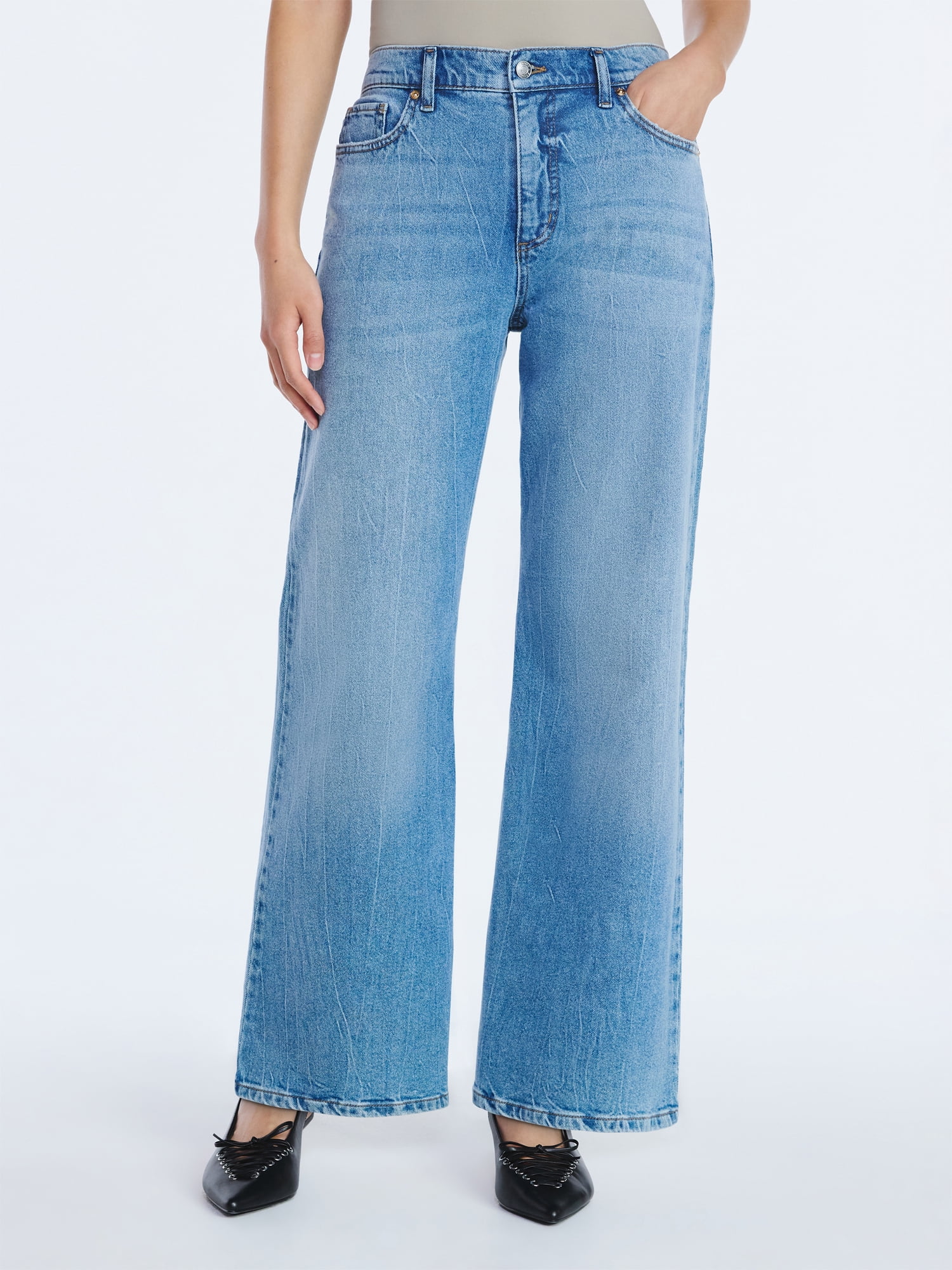 Scoop Women's Wide Leg Low Slung Jeans, 29" Inseam, Sizes 0-20