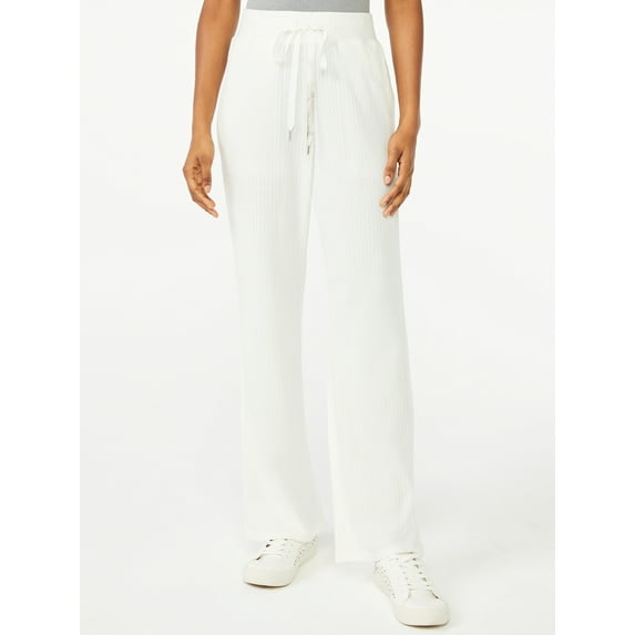 Scoop Women's Wide Leg Ribbed Crop Pants