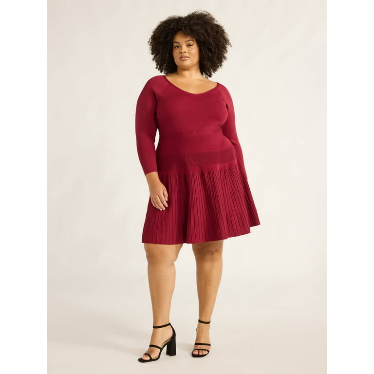 Scoop Women s Women s Plus Knit Mini Flare Dress Sizes XS 4X
