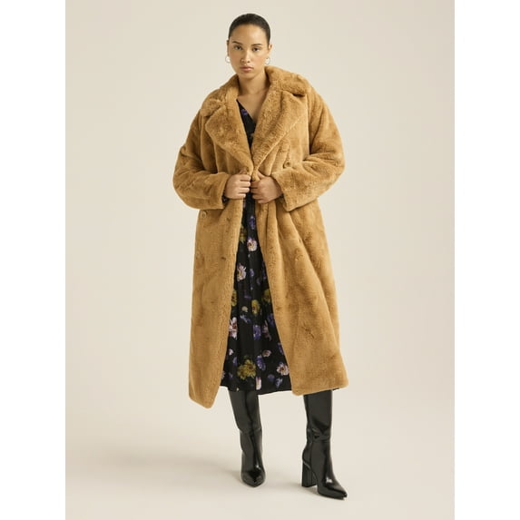 Scoop Women's & Women's Plus Faux Fur Oversized Maxi Coat, Sizes XS-4X