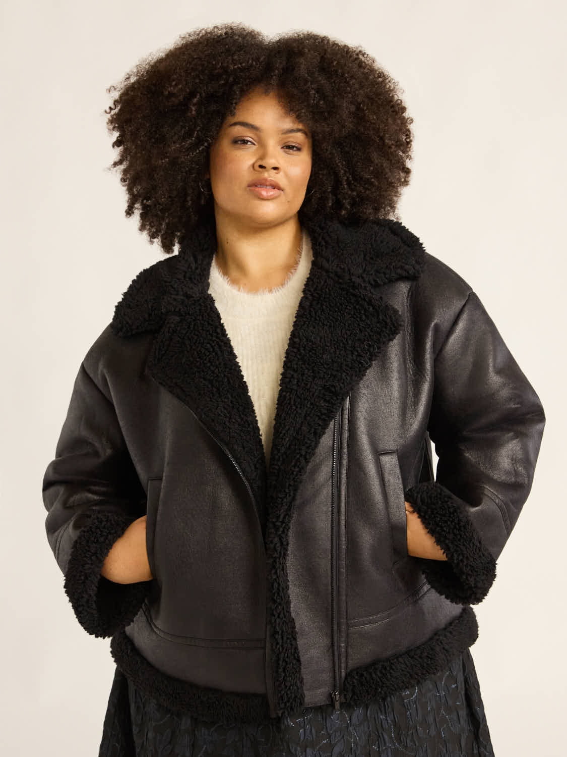 Scoop Women's & Women's Plus Faux Leather Moto Jacket with Faux
