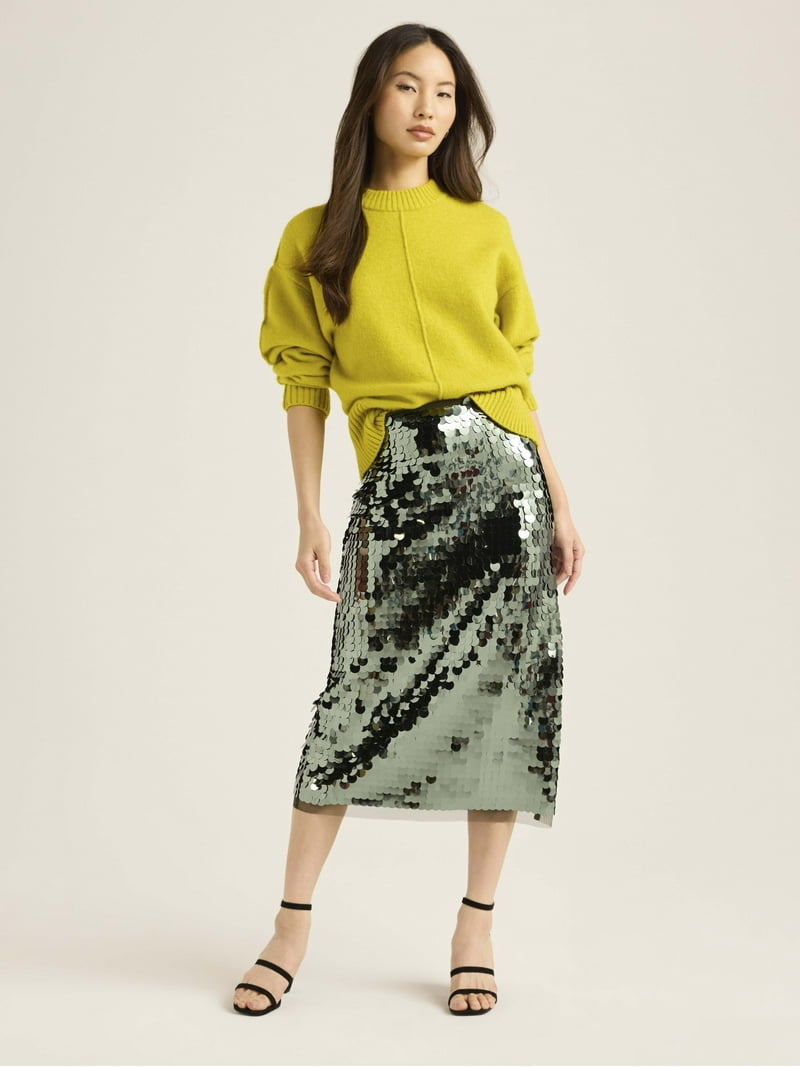 Scoop Women's Paillette Sequin Midi Skirt, Sizes XS-4X, Chiffon