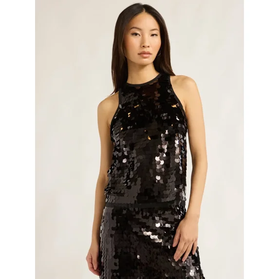 Scoop Women’s & Women's Plus Paillette Sequin Tank Top, Sizes XS-4X