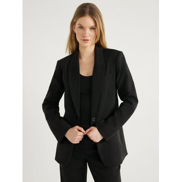 Scoop Women's & Women's Plus Crepe One Button Suit Blazer, Sizes XS-4X