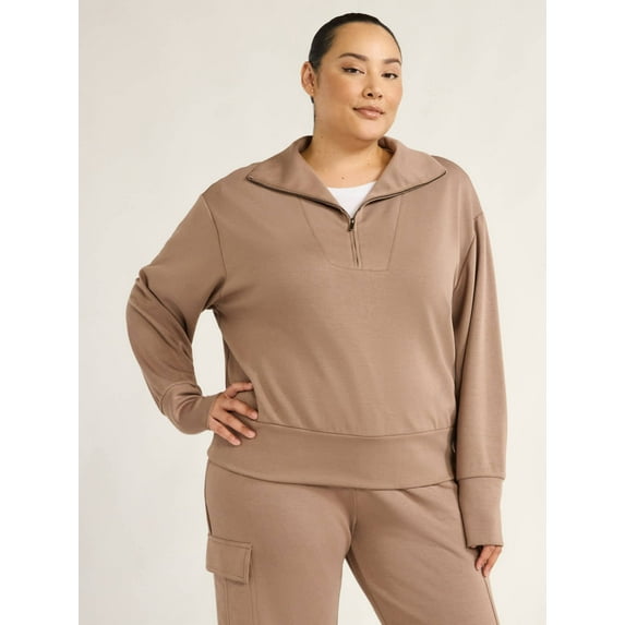 Scoop Women’s & Women's Plus Ultimate ScubaKnit Half Zip Sweatshirt, Sizes XS-4X