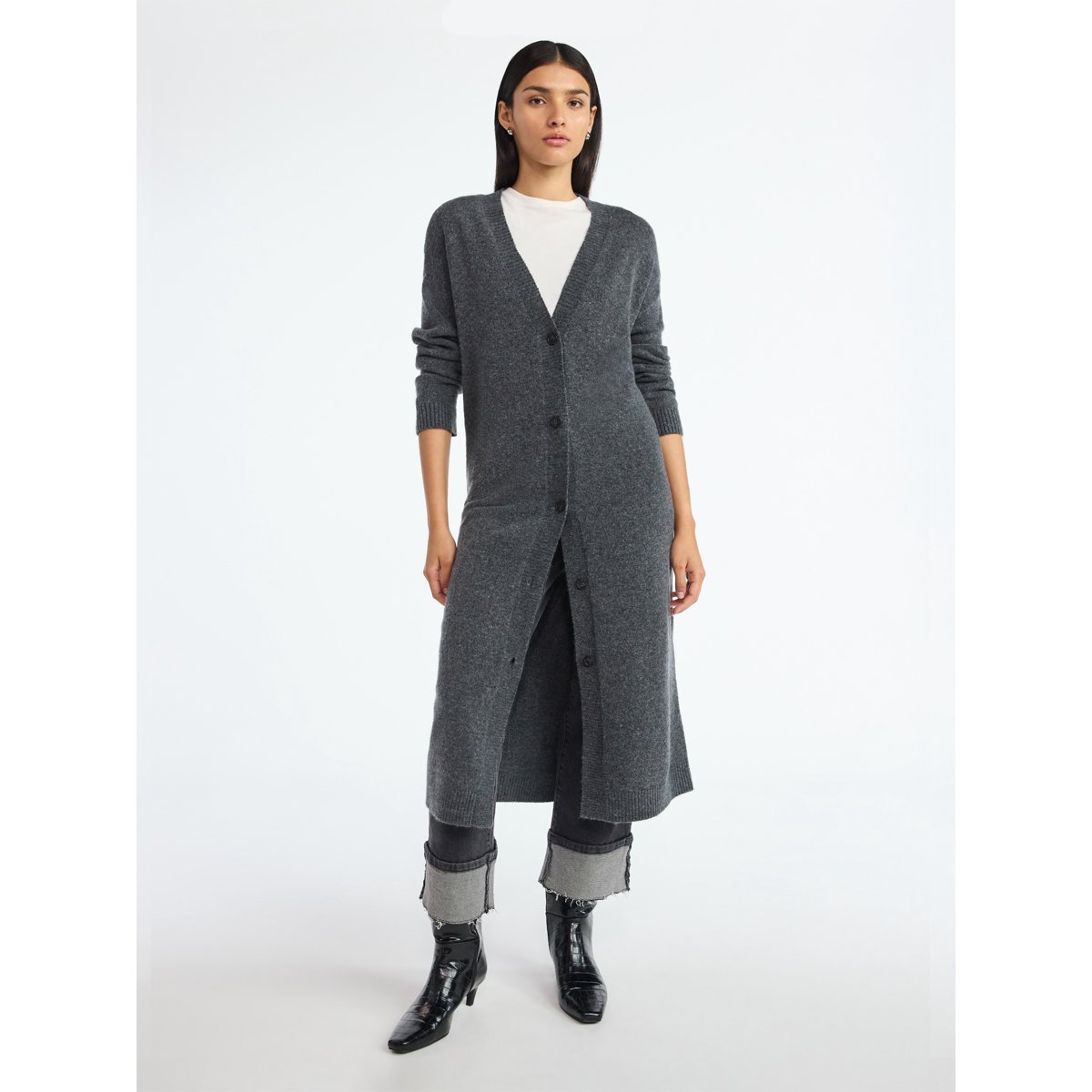 Scoop Women's and Women's Plus Button Front Maxi Cardigan Sweater, Midweight, Sizes, XS-4X