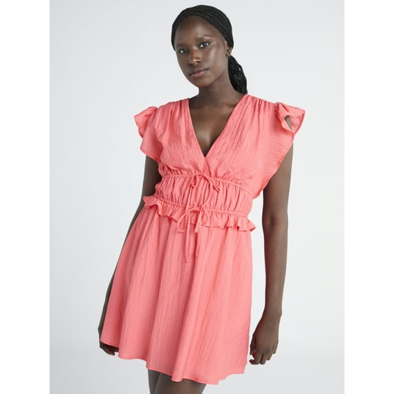 Scoop Women’s and Women’s Plus Crinkle Gauze Mini Dress, Sizes XS-4X