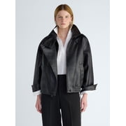 Scoop Women's and Women's Plus Faux Leather High Neck Bomber Jacket, Sizes XS-4X
