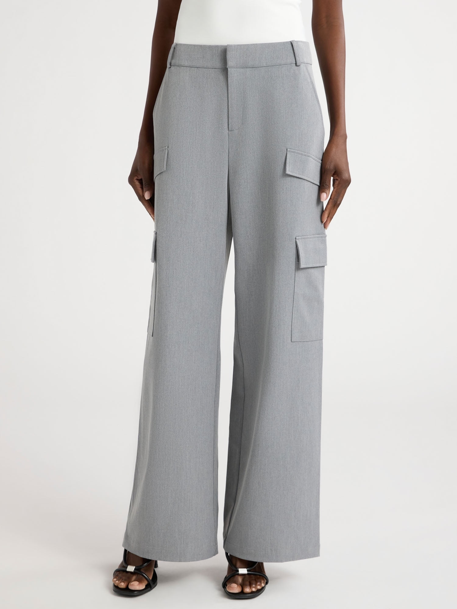 【NONCODE】Poa banding pants No Boundaries Wide Leg Cargo Pants, 31.5'' Inseam, Women's