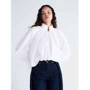 Scoop Womens and Womens Plus Flowy Volume Cotton Blouse, Sizes XS-4X