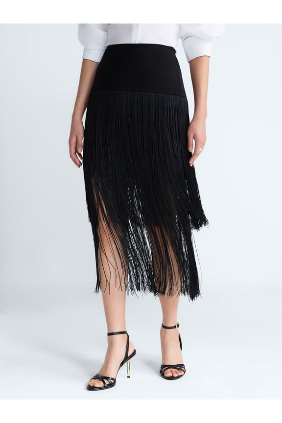 Devil Wears Prada Scoop Collection Women's and Women's Plus Fringe Skirt, Sizes 0-26W
