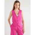 thumbnail image 1 of Scoop Women's and Women's Plus Linen Blend V-Neck Button Vest, Sizes XS-4X, 1 of 5