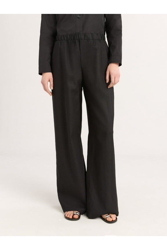 Women's Linen Blend Wide Leg Pants, 32" Inseam, Sizes XS-4X