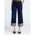 thumbnail image 1 of Scoop Women's and Women's Plus Mid Rise Cuffed Wide Leg Jeans, Sizes 0-28W, 1 of 5