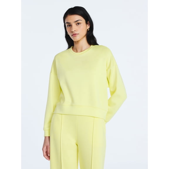 Scoop Women's and Women's Plus New Scubaknit Cropped Sweatshirt with Drop Sleeves, Sizes XS-4X