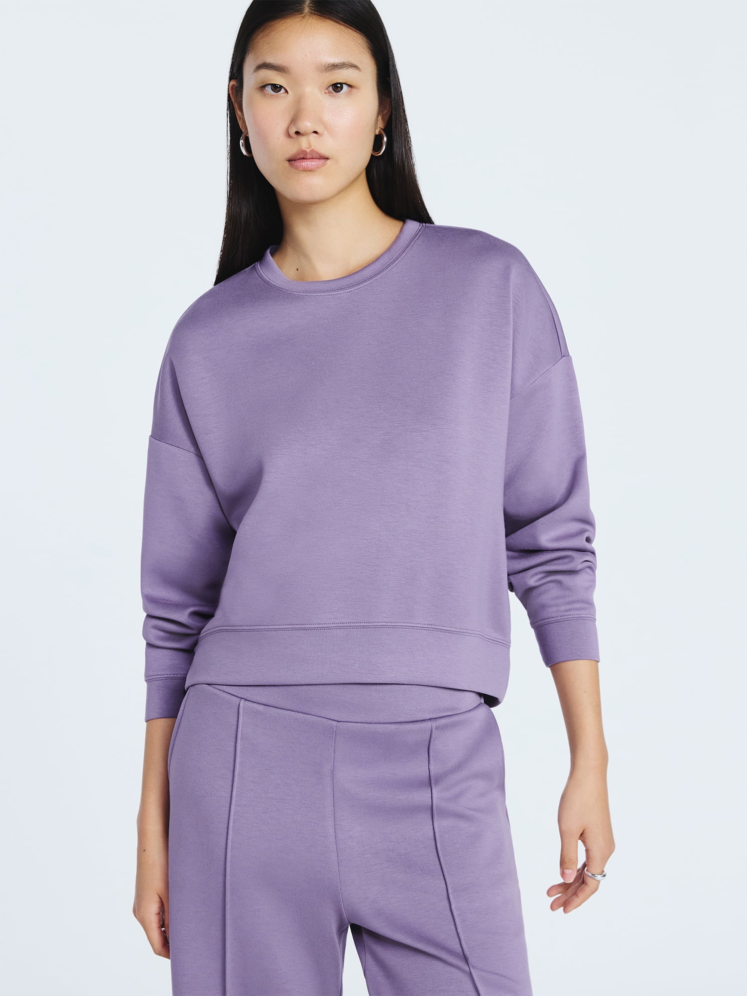 Scoop Women's and Women's Plus New Scubaknit Cropped Sweatshirt with Drop Sleeves, Sizes XS-4X