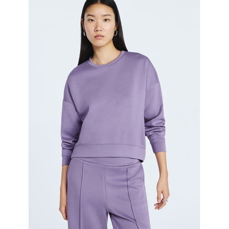 Scoop Women's and Women's Plus New Scubaknit Cropped Sweatshirt with Drop Sleeves, Sizes XS-4X