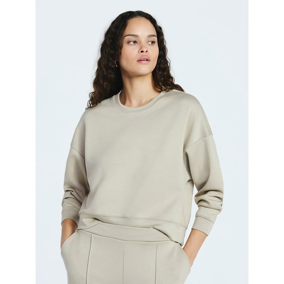 Scoop Women's and Women's Plus New Scubaknit Cropped Sweatshirt with Drop Sleeves, Sizes XS-4X